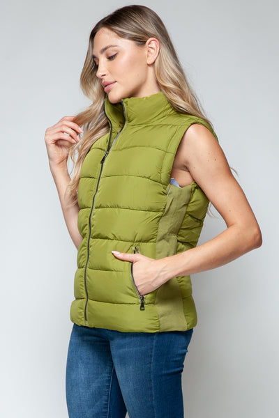 GREEN INVESTED PUFFER VEST