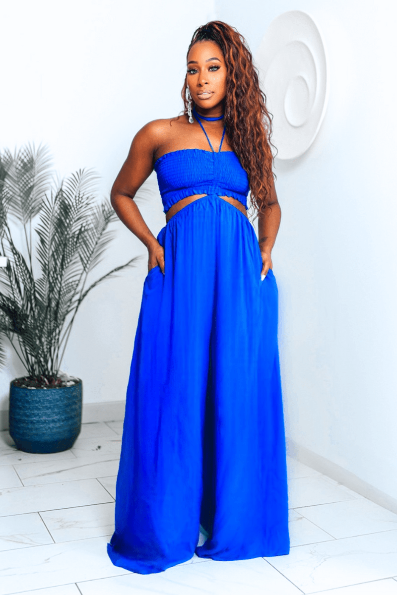 Passport to Elegance Jumpsuit Blue - Corporate Amerika Collection