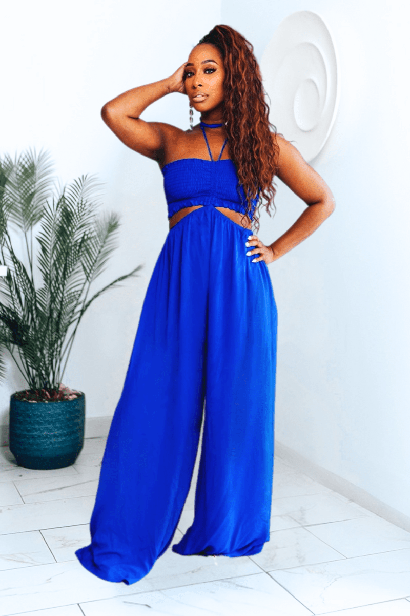 Passport to Elegance Jumpsuit Blue - Corporate Amerika Collection