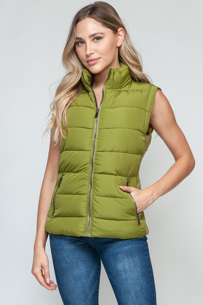 GREEN INVESTED PUFFER VEST