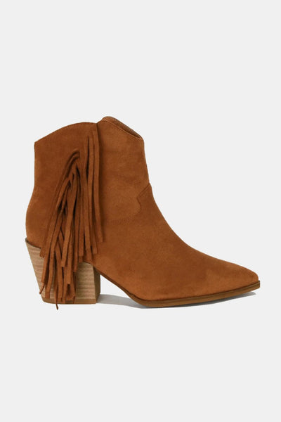 FRINGE BENEFITS SUEDE BOOTS CAMEL