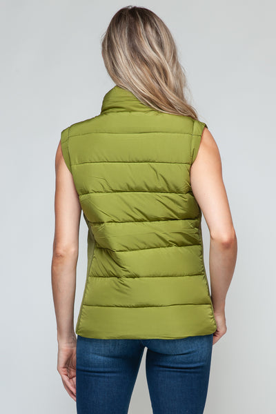 GREEN INVESTED PUFFER VEST