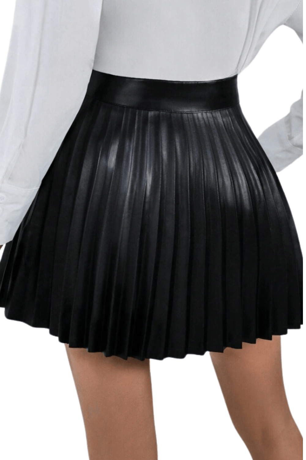 PLEATED PERFECTION FAUX LEATHER SKIRT - Corporate Amerika Collection