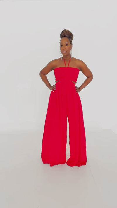 Passport to Elegance Jumpsuit Red